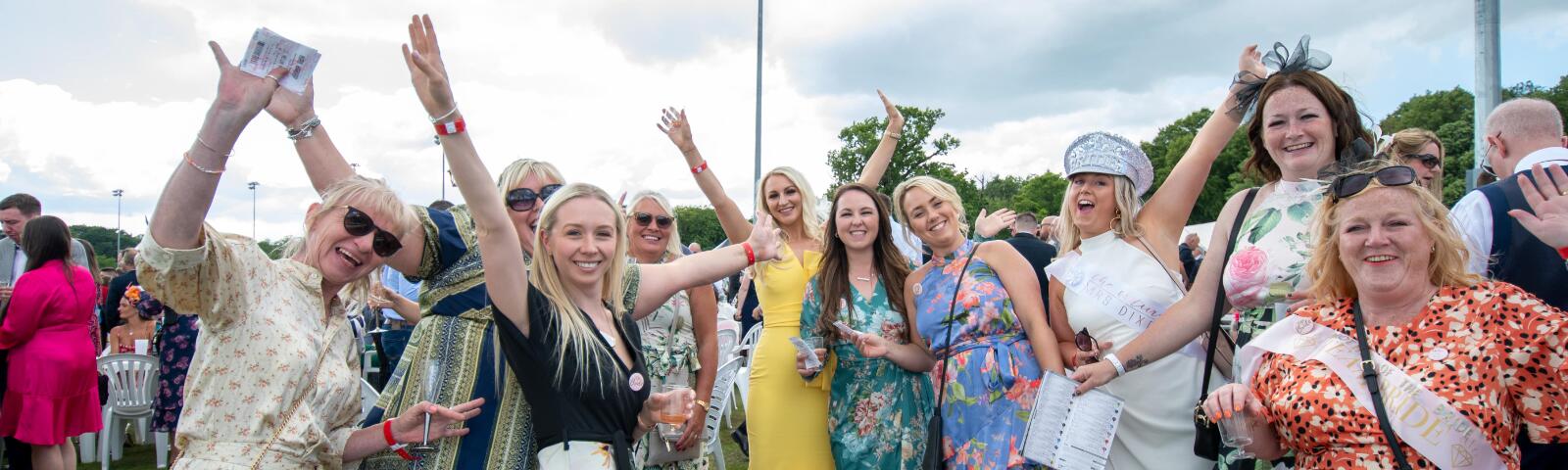 A large hen party enjoying Newcastle Races