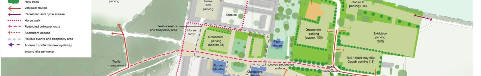 A portion of a map showing Newcastle Racecourse development