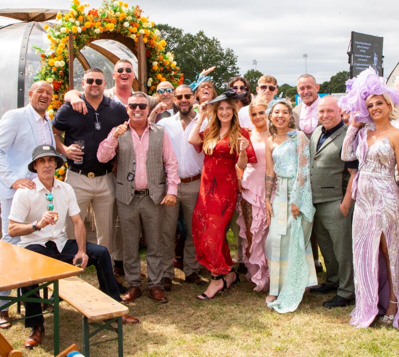 A group of hospitality guests at Newcastle Racecourse
